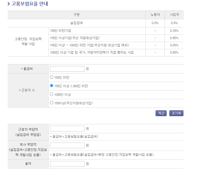 고용보험요율 안내