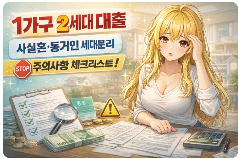 1가구 2세대 대출 주의사항: 사실혼·동거인 세대분리 시 체크리스트