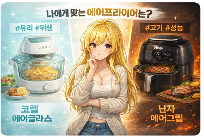 코렐 에어글라스 vs 닌자 에어그릴 - 나에게 맞는 제품은?